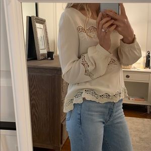 Ivory blouse with Lace detail, buttons up back